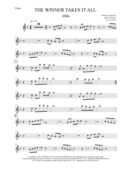 The Winner Takes It All (Arr. Leo Silva) - ABBA (Violin Solo)