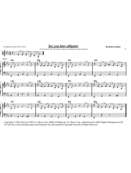 See You Later, Alligator (Arr. juan carlos esteve / Gran Coda) - Bill Haley & His Comets (Piano Solo)