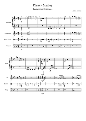 Disney Celebration Sheet Music with Chords for Marimba