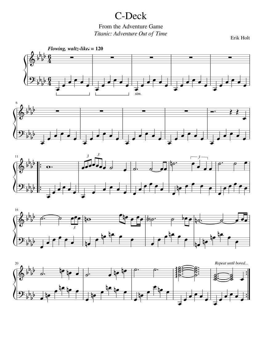 C-Deck: Titanic - Adventure Out of Time Sheet music for Piano (Solo) |  