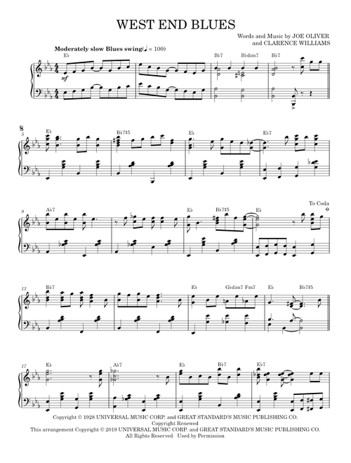 West end blues - Louis Armstrong (Piano Solo)