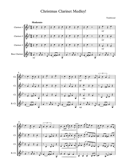Christmas Clarinet Medley (Arr. ST Scores) - Traditional (Woodwind Ensemble)