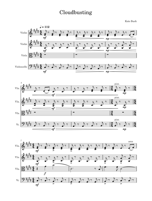 Cloudbusting – Kate Bush Kate Bush - Cloudbusting for String Quartet