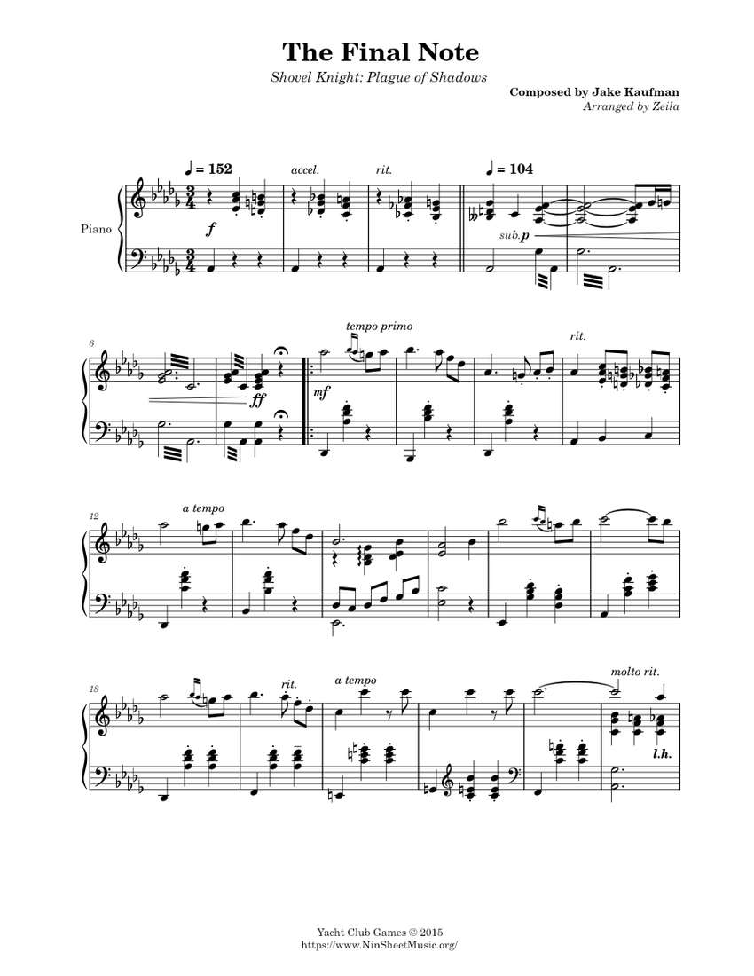 Shovel Knight Plague of Shadows The Final Note Sheet Music