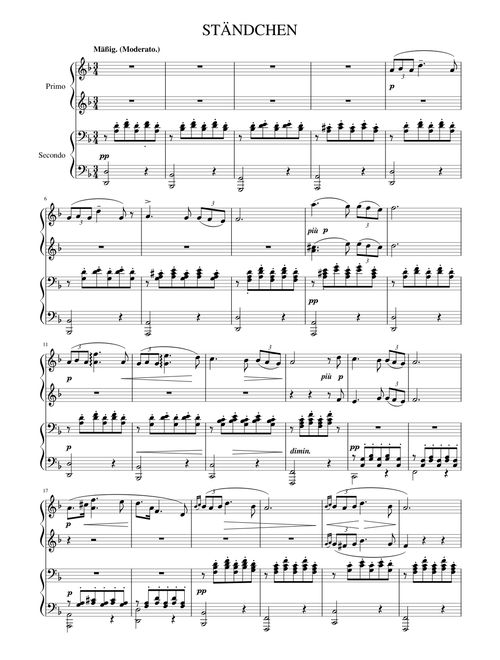 Schubert - Ständchen (Piano Duet) -- Advanced