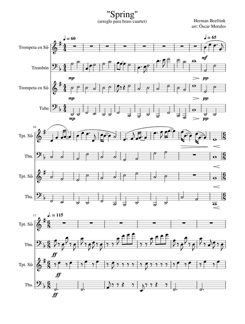 The four seasons - spring – Antonio Vivaldi Spring brass cuartet