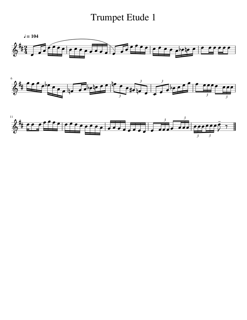 Trumpet Regional Etude 1 Sheet music for Trumpet in b-flat (Solo ...