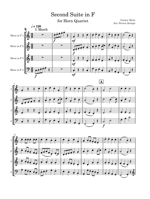 Second Suite in F for Horn Quartet – Gustav Holst