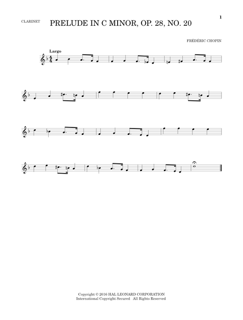 Prelude, Op. 28, No. 20 - Frédéric Chopin (Clarinet Solo)