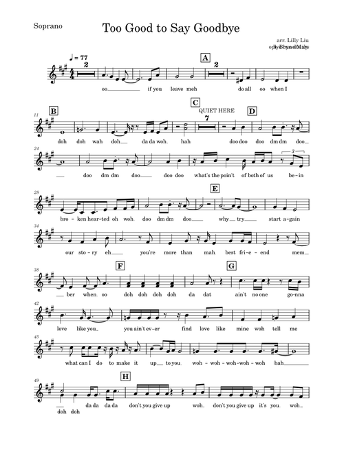 Too Good To Say Goodbye - Bruno Mars (Soprano)