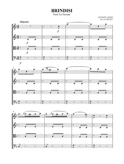 Brindisi ('Drinking Song' From La Traviata) (Arr. SCMusic) - Giuseppe Verdi (String Quartet)