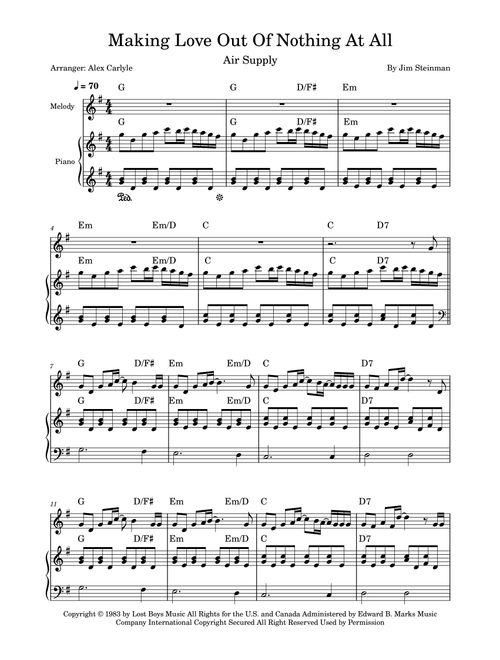 Making Love Out Of Nothing At All (Arr. Alex Carlyle) - Air Supply (Instrumental Solo (with Piano Accompaniment))