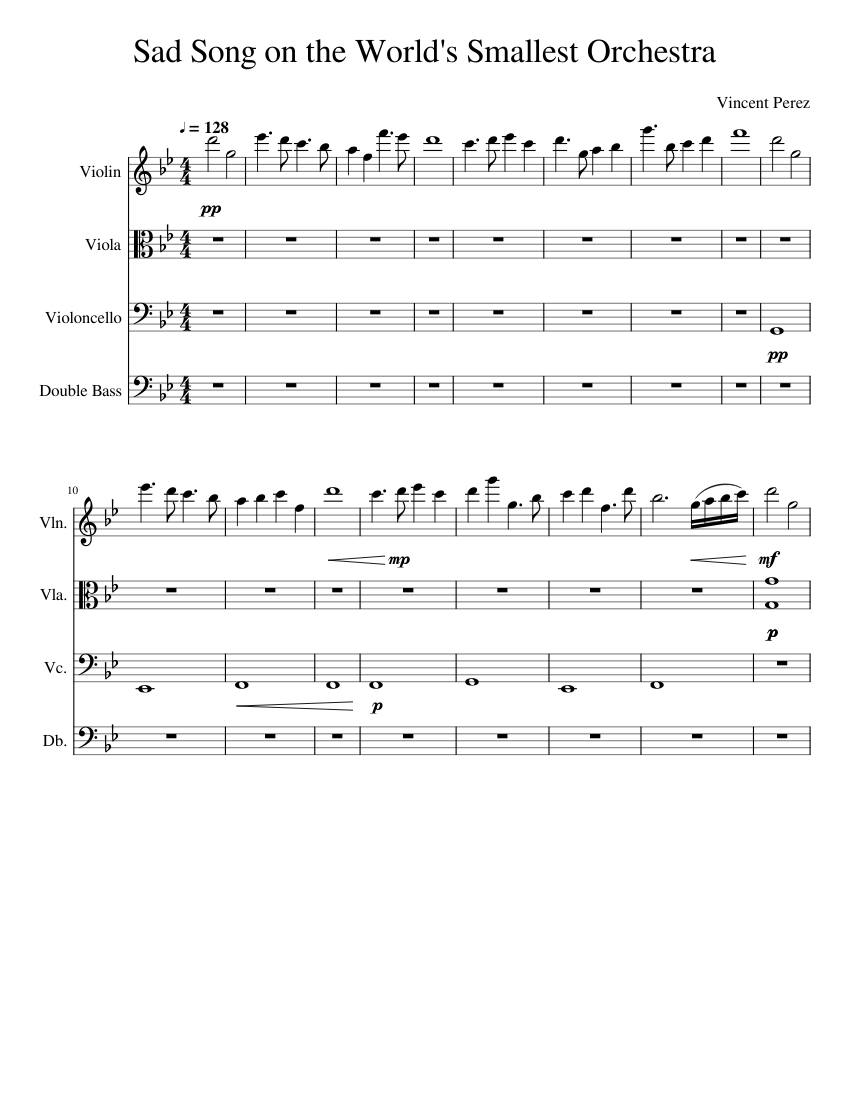 Sad Song on the World's Smallest Orchestra Sheet music for Contrabass