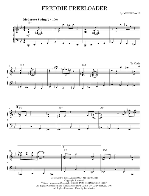 Freddie freeloader - Miles Davis (Piano Solo)