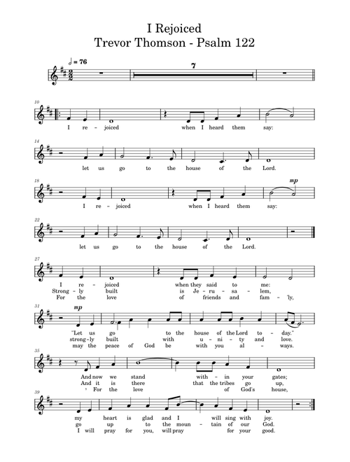I Rejoiced -  Psalm 122 – Trevor Thomson
