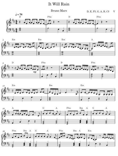 It will rain – Bruno Mars It will rain