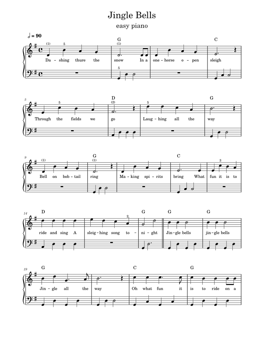 Jingle Bells Easy Piano piano tutorial