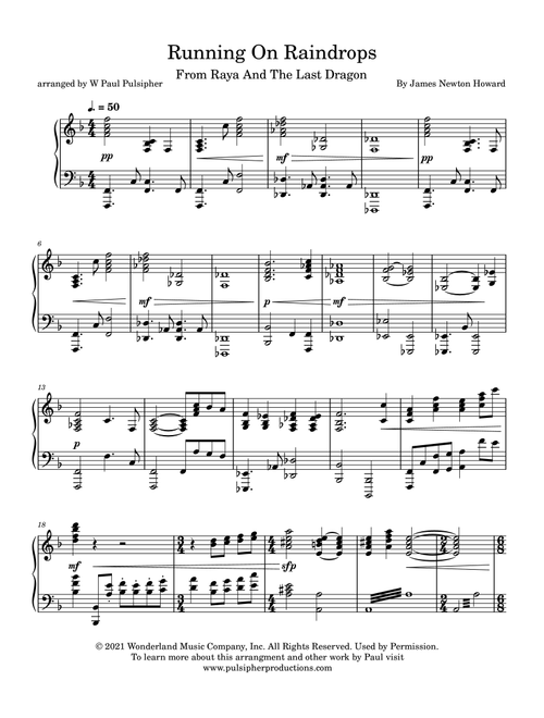 Running On Raindrops (Arr. W Paul Pulsipher) - James Newton Howard (Piano Solo)