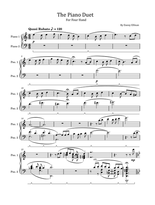 The Piano Duet - For Four Hand - From Tim Burton's Corpse Bride (Arr. poon) - Danny Elfman (Piano Duet)