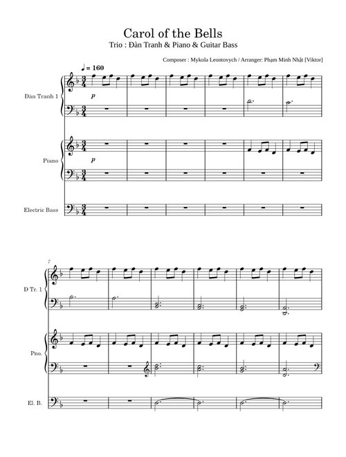 Carol of the Bells Trio Đàn Tranh & Piano & Bass – phamminhnhat0