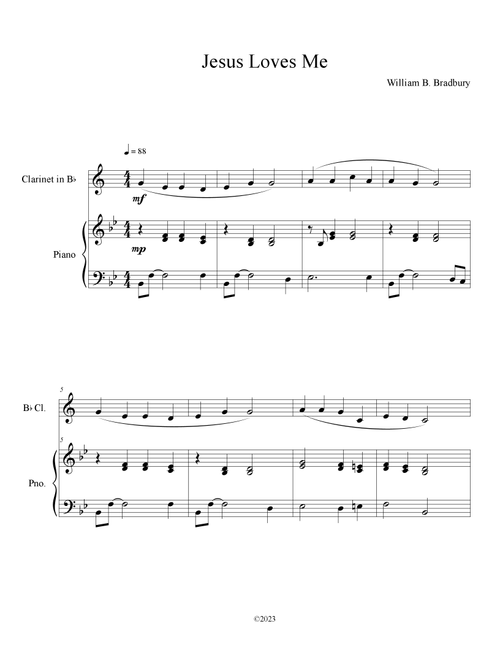 Jesus Loves Me (Clarinet Solo with Piano Accompaniment) (Arr. B. C. Dockery) - William B Bradbury (Clarinet and Piano)