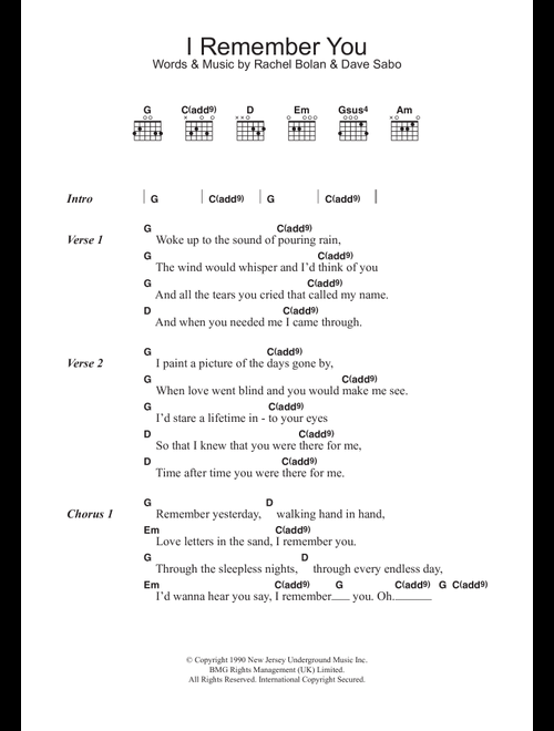 I Remember You - Skid Row (Guitar Chords-Lyrics)
