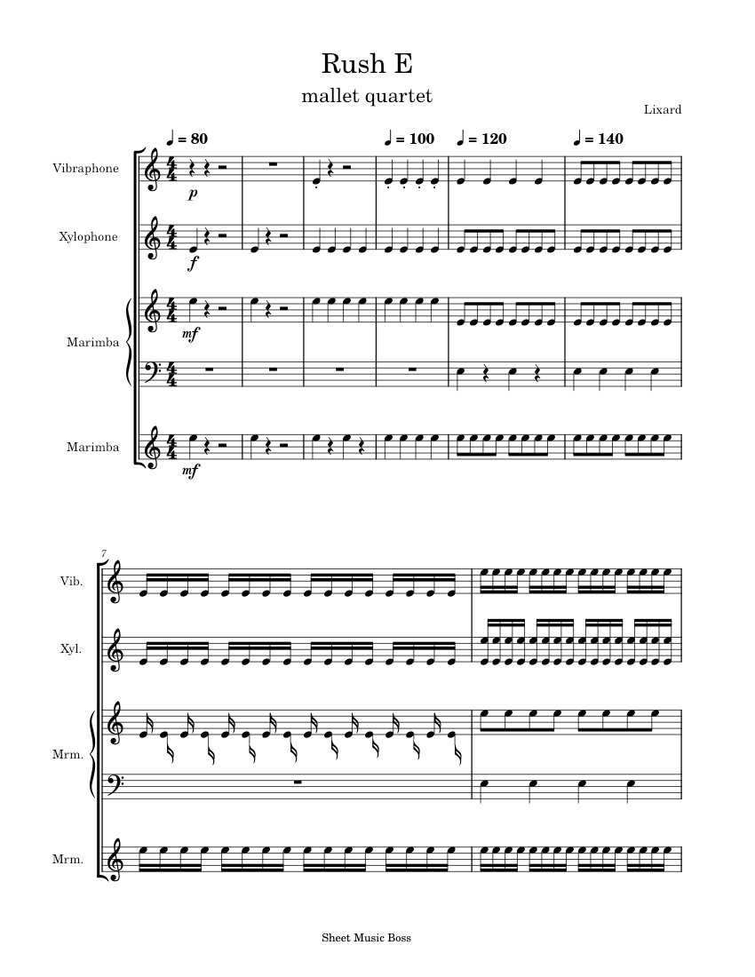 Rush E Sheet Music Boss Rush E mallet quartet WIP Sheet Music Boss