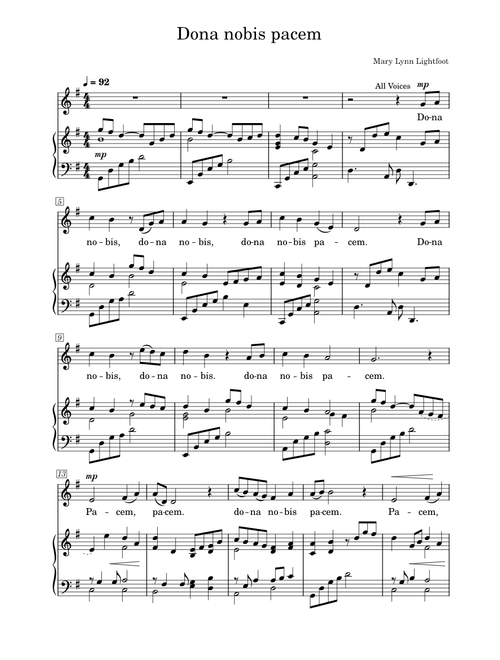 Dona Nobis Pacem – Mary Lynn Lightfoot