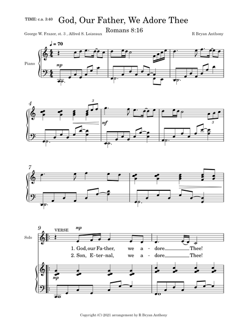 "God, Our Father, We Adore Thee" (Solo-SATB-Piano) arr. by R Bryan Anthony