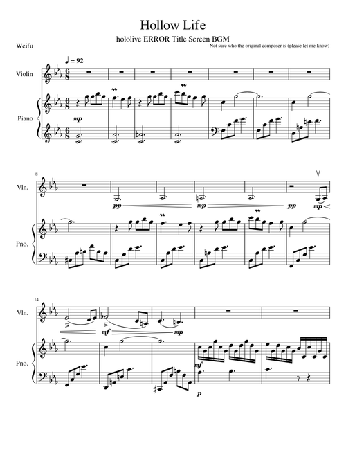 Hololive ERROR BGM – Hololive IDOL PROJECT (transcribed by Weifu)