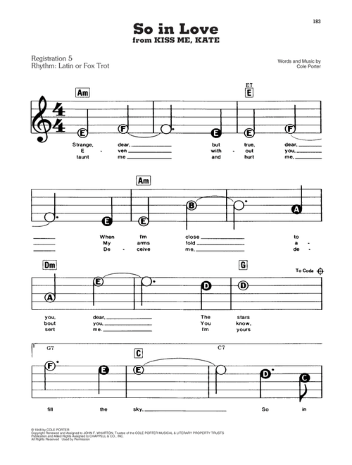 So In Love (from Kiss Me, Kate) - Cole Porter (E-Z Play Today)