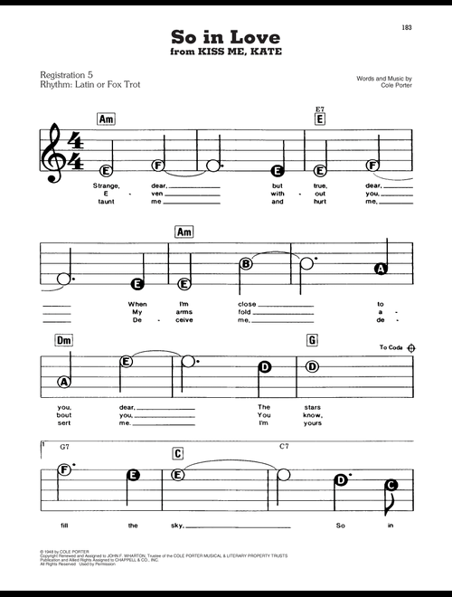So In Love (from Kiss Me, Kate) - Cole Porter (E-Z Play Today)