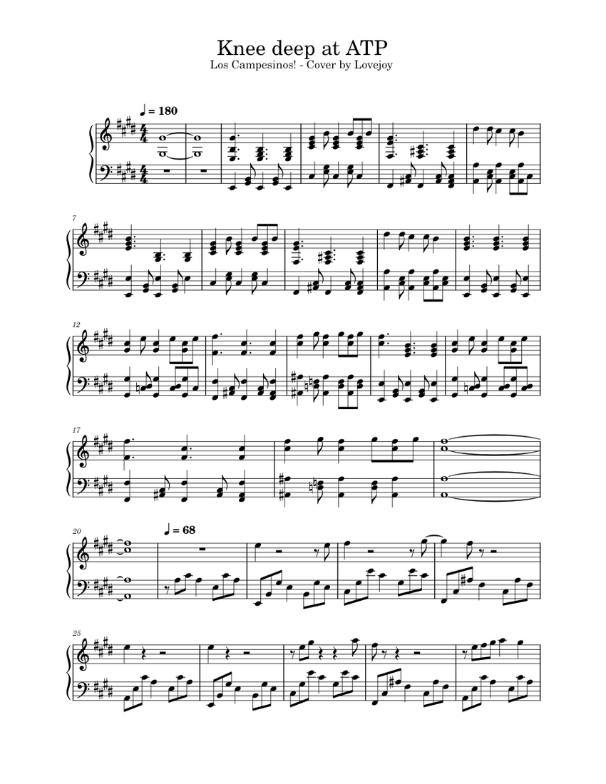 Knee deep at ATP Sheet Music for Piano (Solo) | MuseScore.com
