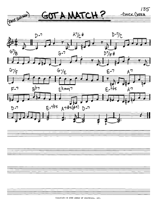 Got A Match? - Chick Corea (Real Book - Melody-Chords)