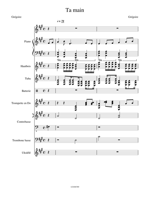 Grégoire - Ta main. Version instrumentale Très Modifiée