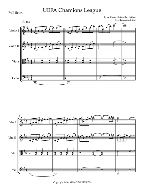 Uefa Champions League Team (Arr. Fernando Britto) - Anthony Christopher Britten (String Quartet)