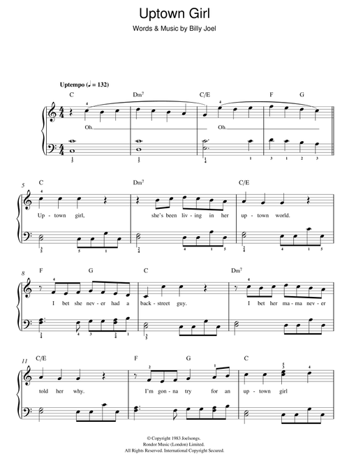 Uptown Girl - Westlife (Easy Piano)