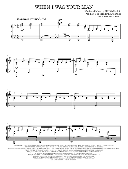 When i was your man - Bruno Mars (Piano Solo)