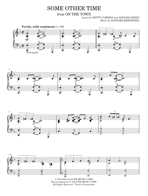 Some Other Time (from On the Town) - Leonard Bernstein (Piano Solo)