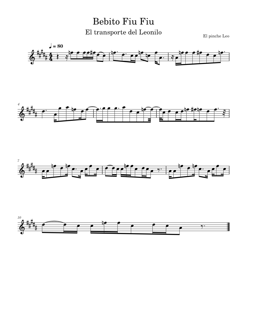 Bebito Fiu Fiu Trompeta Sheet music for Trumpet in bflat (Solo