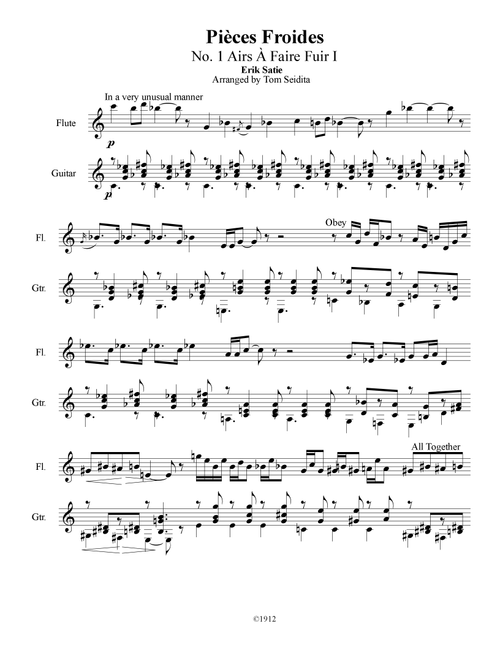 Pieces Froides for Guitar and Flute Duet (Arr. Tom Seidita) - Erik Satie (Instrumental Duet)