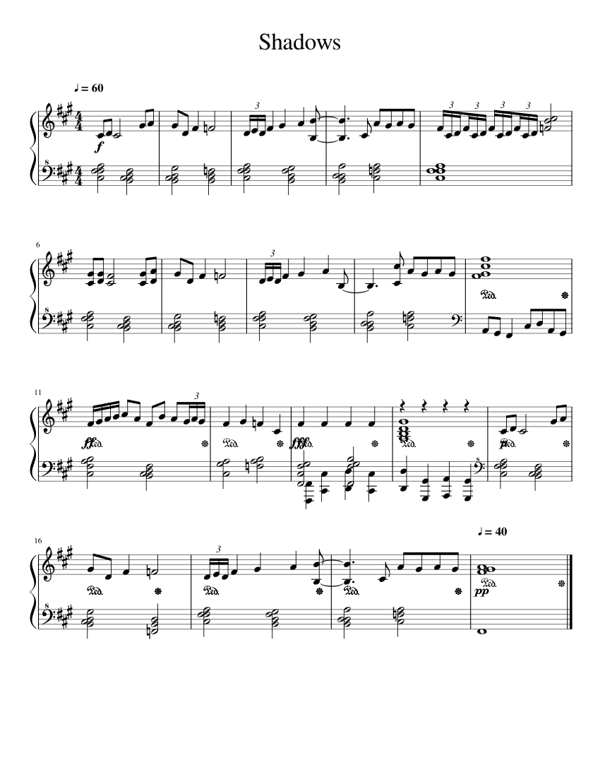 Shadows Sheet music for Piano (Solo) Easy | Musescore.com