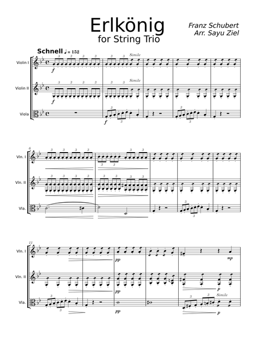 Erlkönig, D.328 – Franz Schubert Erlkönig - String Trio