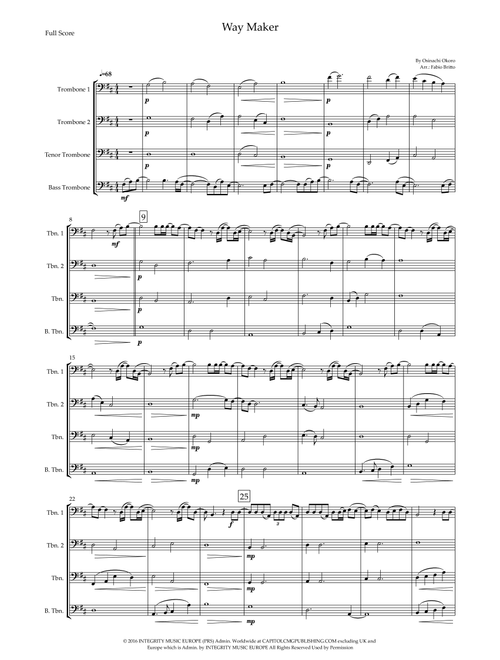 Way Maker (Arr. Fabio Britto) - Sinach (Brass Ensemble)