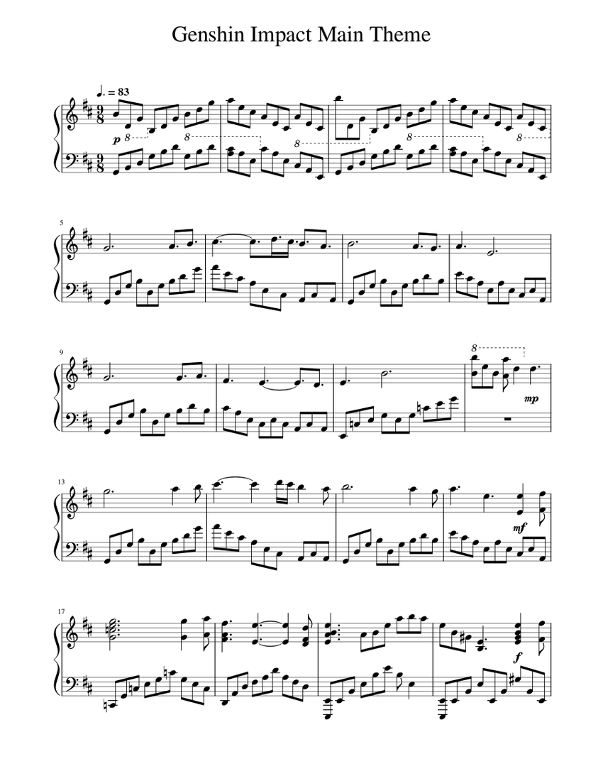 Genshin Impact Main Theme Sheet music for Piano (Solo)