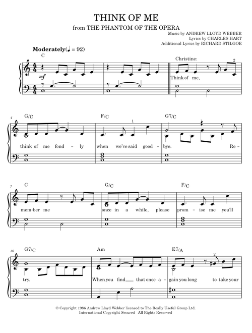 Think of me - Andrew Lloyd Webber (Easy Piano)
