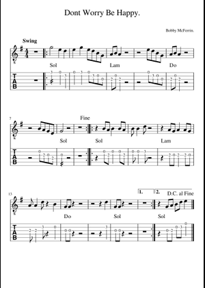 Dont worry be happy – Bobby McFerrin Sheet Music and Tab with Chords ...