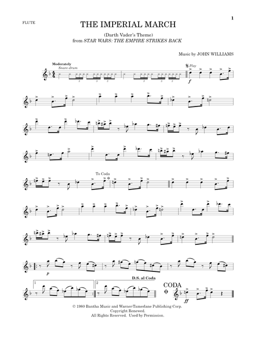 The Imperial March (Darth Vader's Theme) (from Star Wars: The Empire Strikes Back) - John Williams (Flute Solo)