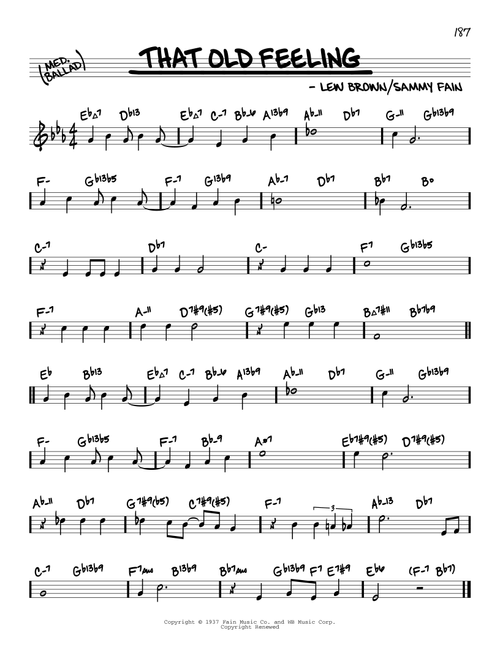 That Old Feeling (arr. David Hazeltine) - Sammy Fain, Lew Brown (Real Book - Enhanced Chords)