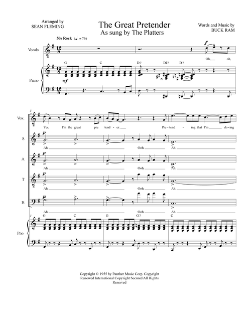 The Great Pretender (Arr. Sean Fleming) - The Platters (Choral, SATB)